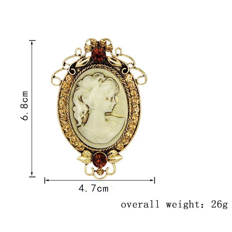Виктория Античный Золотой Серебряный Винтажная брошь на булавке женская брендовая бижутерия королева Броши с камеей Стразы для женщин Рождественский подарок