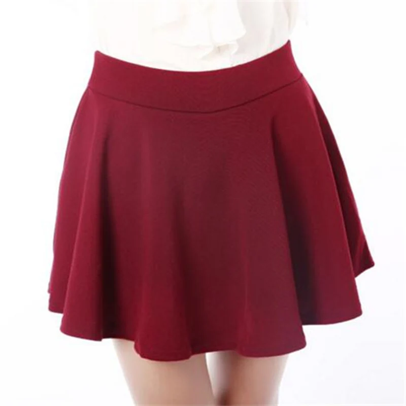 High Quality Solid Women Skirt High Waist Pleated Mini Skirt Ladies