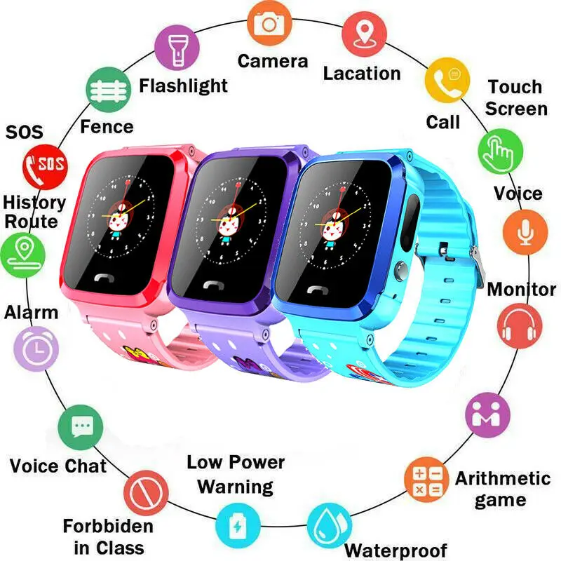 

Kids Phone Smart Watch Support GPS GSM Locator Tracker SOS Call Sim Card Cute Smartwatch Bracelet Smartband A Gift For Children
