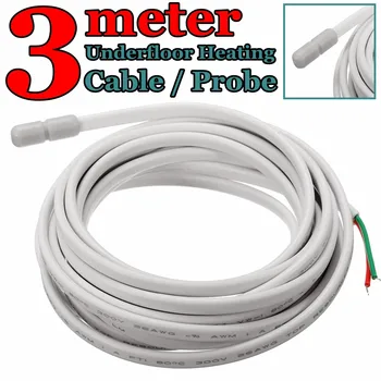 

300cm White Rubber Electric Underfloor Heating Floor Temperature Warming Sensor Probe Cable