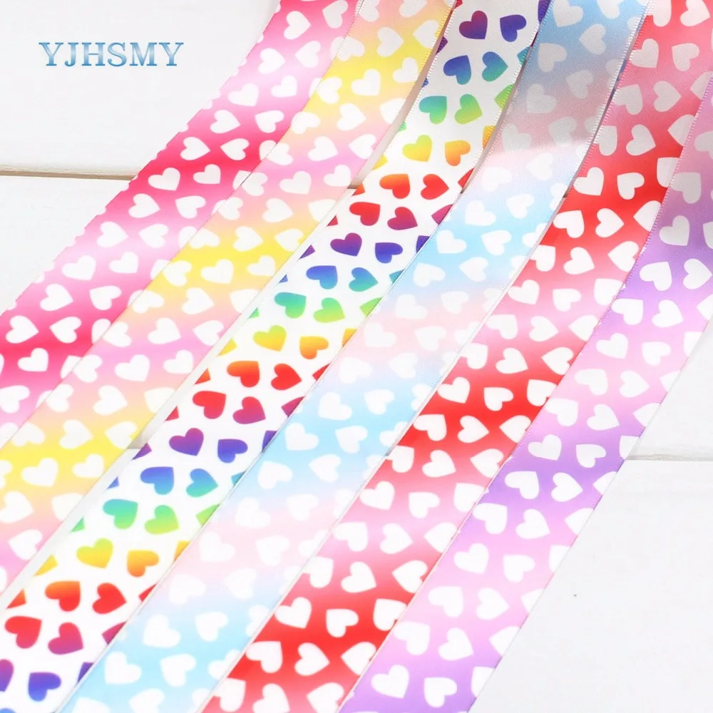 YJHSMY D-17306-1102, 10 ярдов, 25 мм в форме сердца напечатанные riband ленты Свадебные аксессуары, подарочная упаковка, материал "сделай сам"