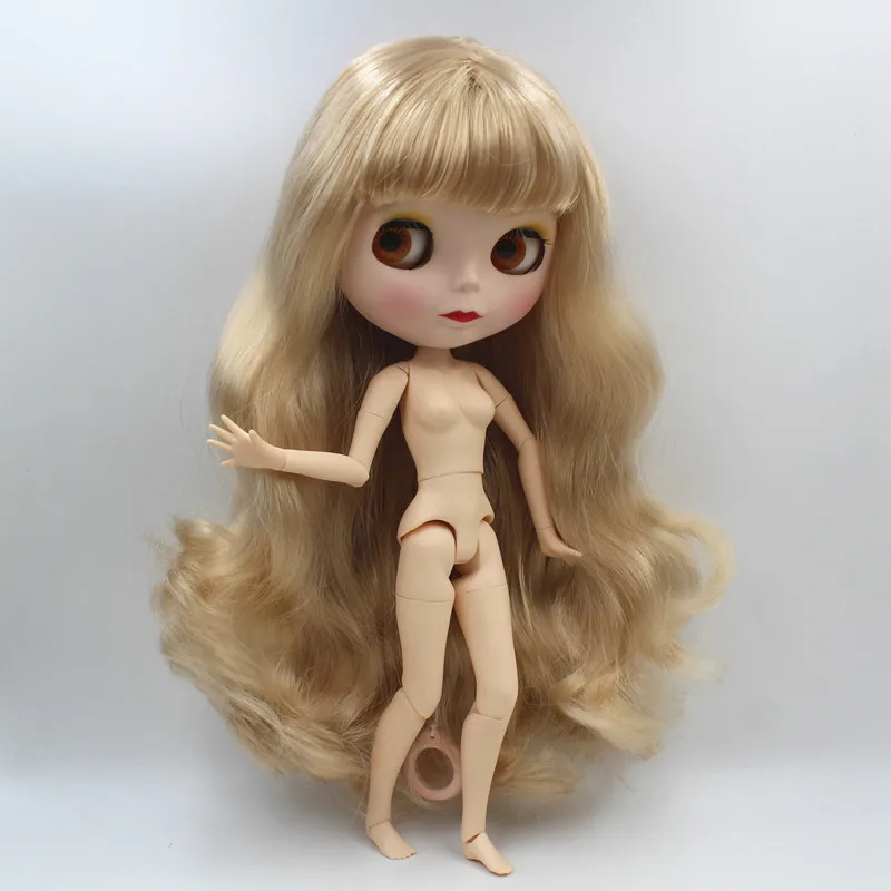 Blygirl, Блит куклы, золотой челкой, новая кукла, 19-костяшки тела, матовое лицо, обнаженная кукла, 1/6 кукла, может изменить тело