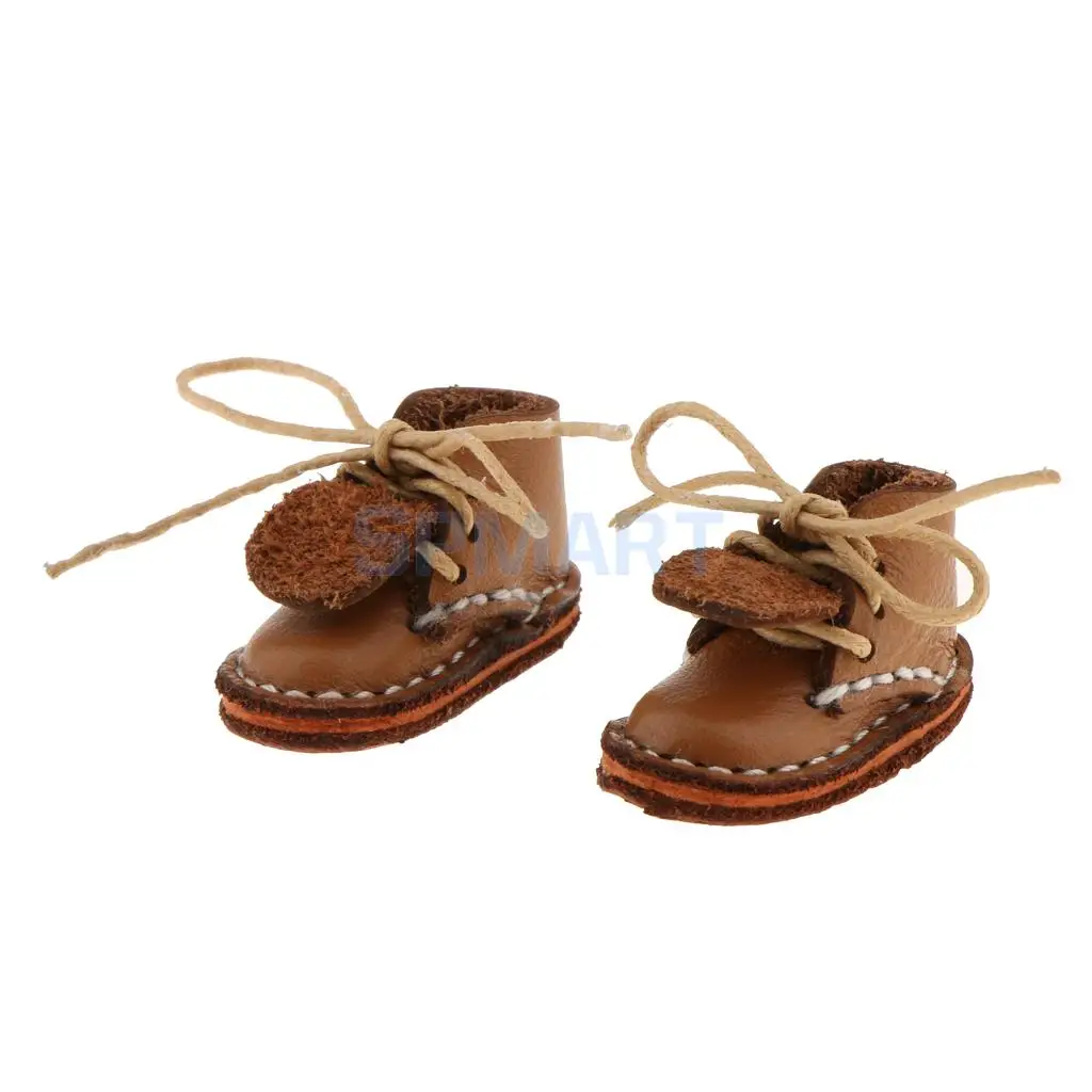 Pair of Fashion Shoes PU Leather Lace up Boots Shoes for 12'' Blythe Doll Clothes