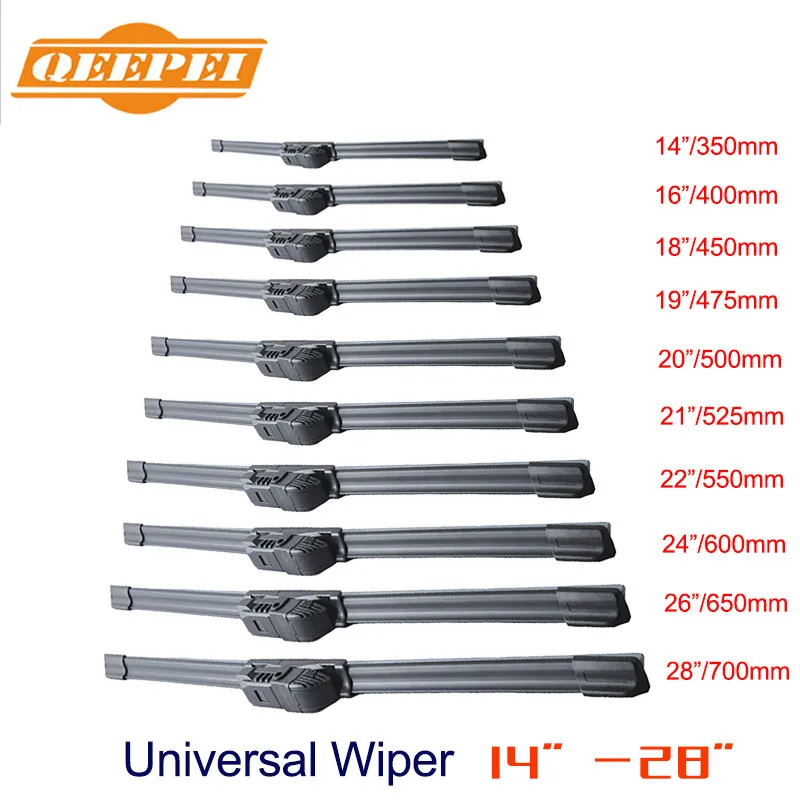 Qeepei 1"-28" fit U Крюк боковая вставка универсальная щетка стеклоочистителя для лобового стекла автомобиля дизайн авто мягкое лобовое стекло натуральный каучук