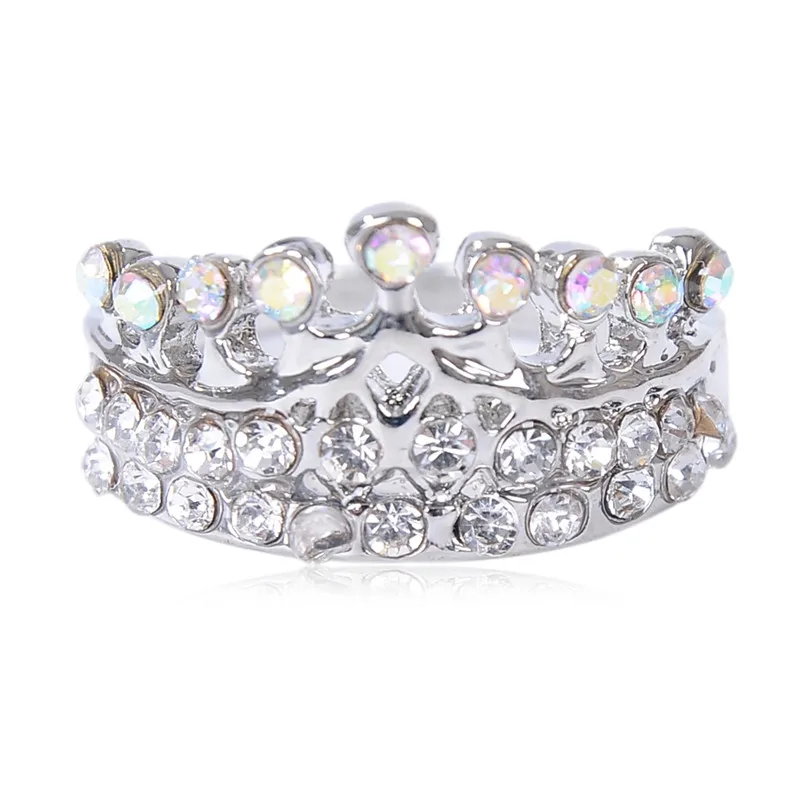 Finger Rings 10Pcs Rhinestone Crown Trendy For Women Girls