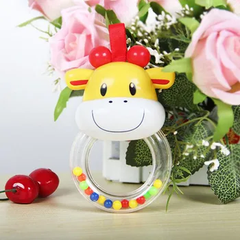 

1Pc Cartoon Elephant Cow Baby Stop Crying Rattles Vocal Hand Bell Teether Toys for Newborn in the Crib Funny Games Cute plays