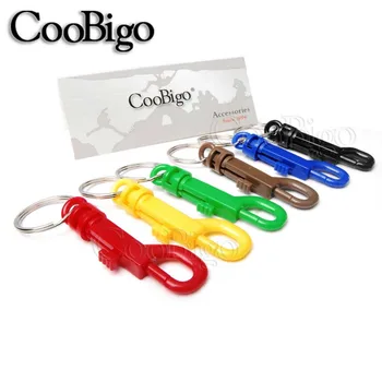 

100pcs Mix Color Plastic Snap Hooks Rotary Cord Hole 6.5mm With Split KeyChain O-Ring 30mm Dia. For Backpack Accessories