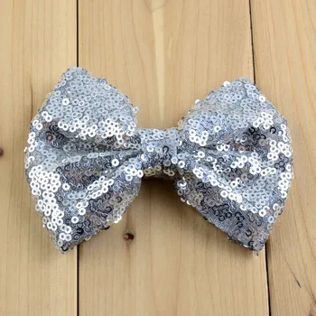 

500pcs/lot 4.3inch Baby Girl Sequins Bowknot Hair clip 21 color