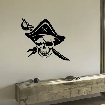 

WALL DECAL VINYL STICKER PIRATE SKULL KNIFE SWORD DECOR