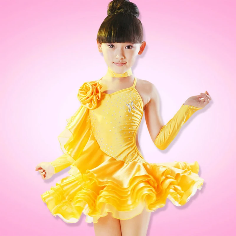 2017 дети латинский танец платье бахрома пайетками Костюмы для латиноамериканских танцев Сцене Одежда для танцев милый цветок Vestidos Infantil