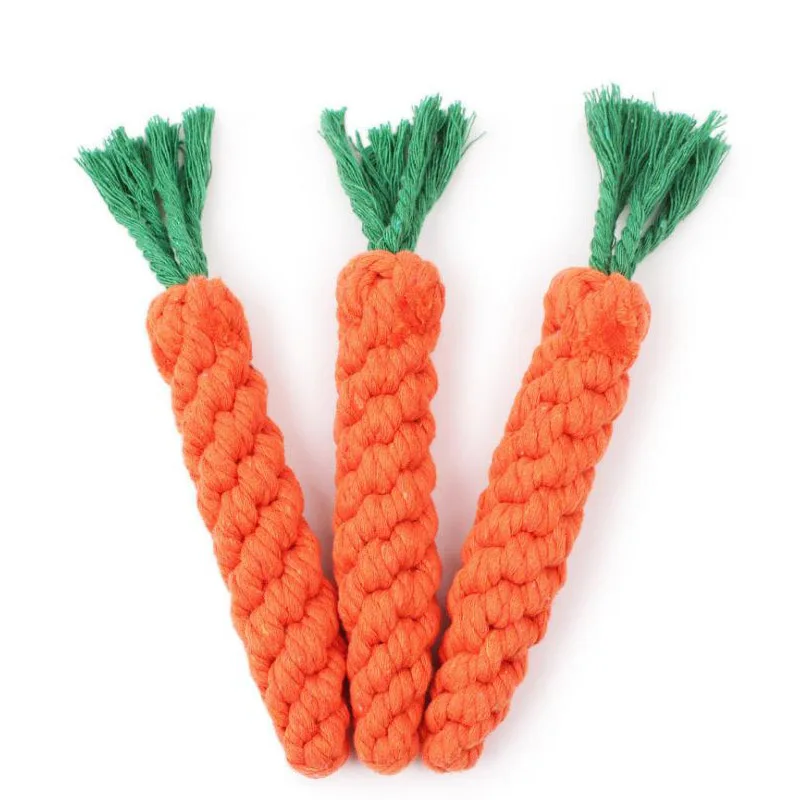 

1PC Carrot Pet Dog Toy 24cm Long Braided Cotton Rope Puppy Chew Toys 2019 Hot Fashion Pet Funny Playing Toy Chew Teeth Cleaning