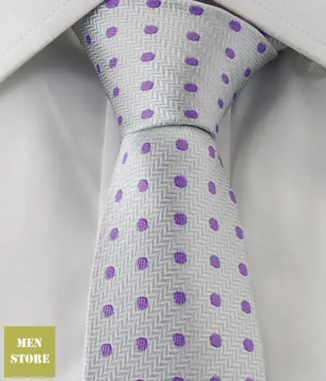 

Gray Purple Dots Men Jacquard Woven Skinny Slim Narrow 2.5" Necktie 6.5 cm Neckwear Wedding Party Tie LT032