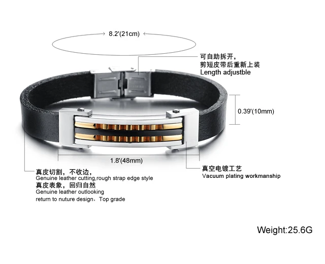 N833 мужской серебряный золотой популярный браслет из натуральной кожи и нержавеющей стали браслет ювелирные подарки