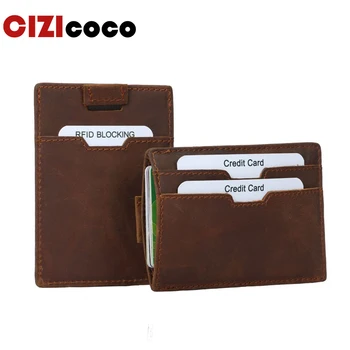 

New Brand RFID Blocking Slim Wallet Fashion Men Business Card Credit Card Wallet ID Card Holder Leather For Men Vintage Purses