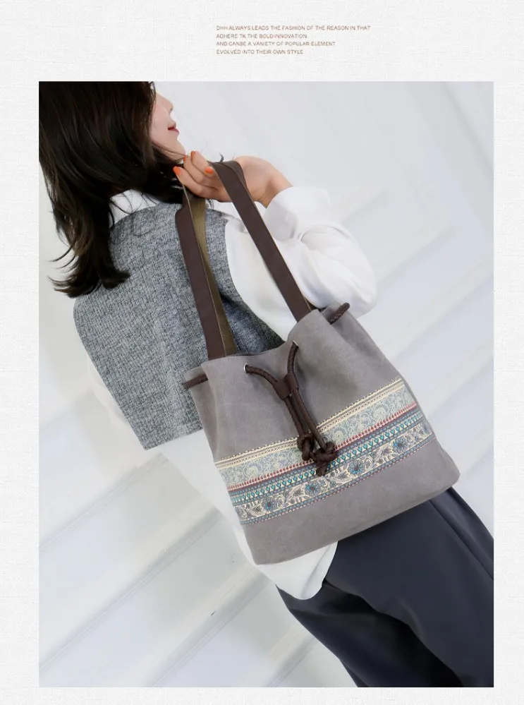 Национальные холщовые сумки, женская сумка через плечо, Ретро стиль, Женская Ручная сумка для покупок, винтажные женские сумки