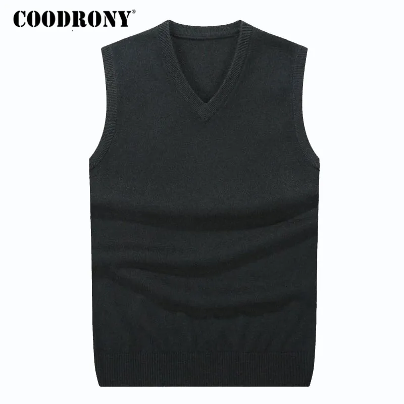COODRONY Autumn Winter Cashmere Classic Vest Sweater Men