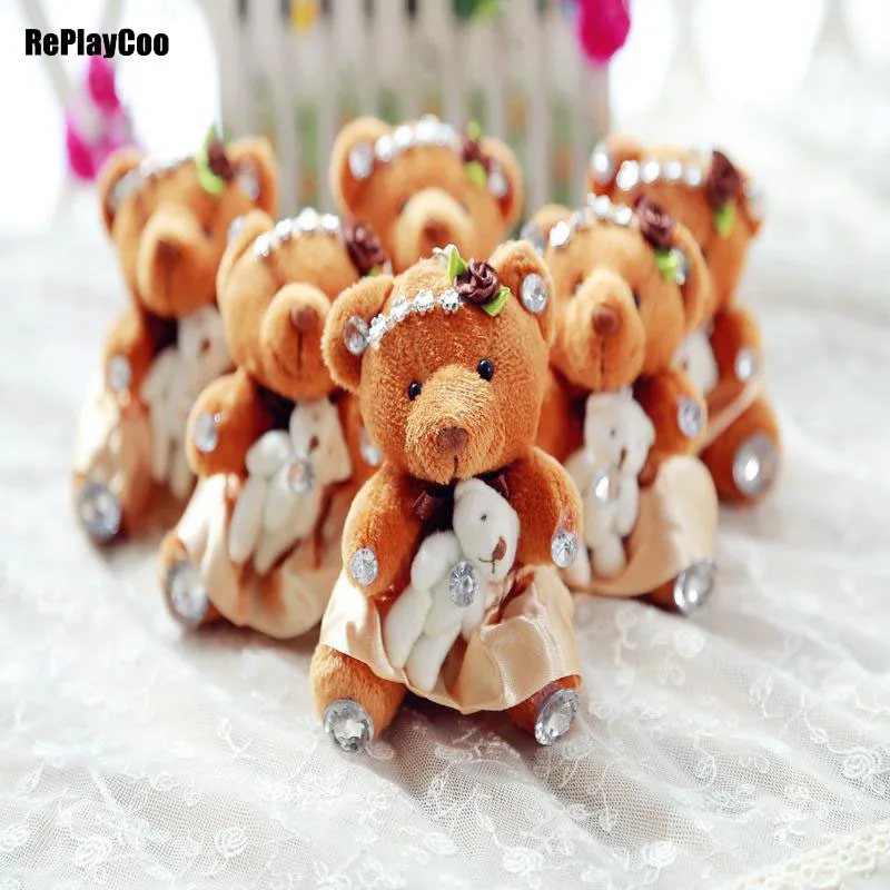 

5pcs/lot Kawaii Small Joint Teddy Bears Stuffed Plush 12CM Toy Teddy-Bear Mini Bear Ted Bears Plush Toys Wedding Gifts 122