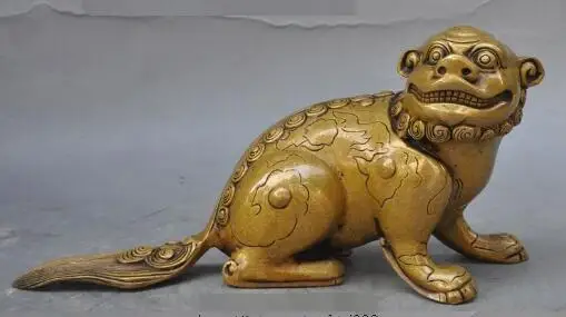 

S2457 china bronze fengshui foo dog lion beast pixiu Brave troops Evil spirits statue discount 30% (C0324)