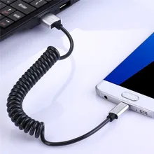 1m Spring Spiral Coiled Micro USB & Type C USB-C 3.1 Fast Charging Charge Data Sync Cable Cord For Android Type-C Cell phone