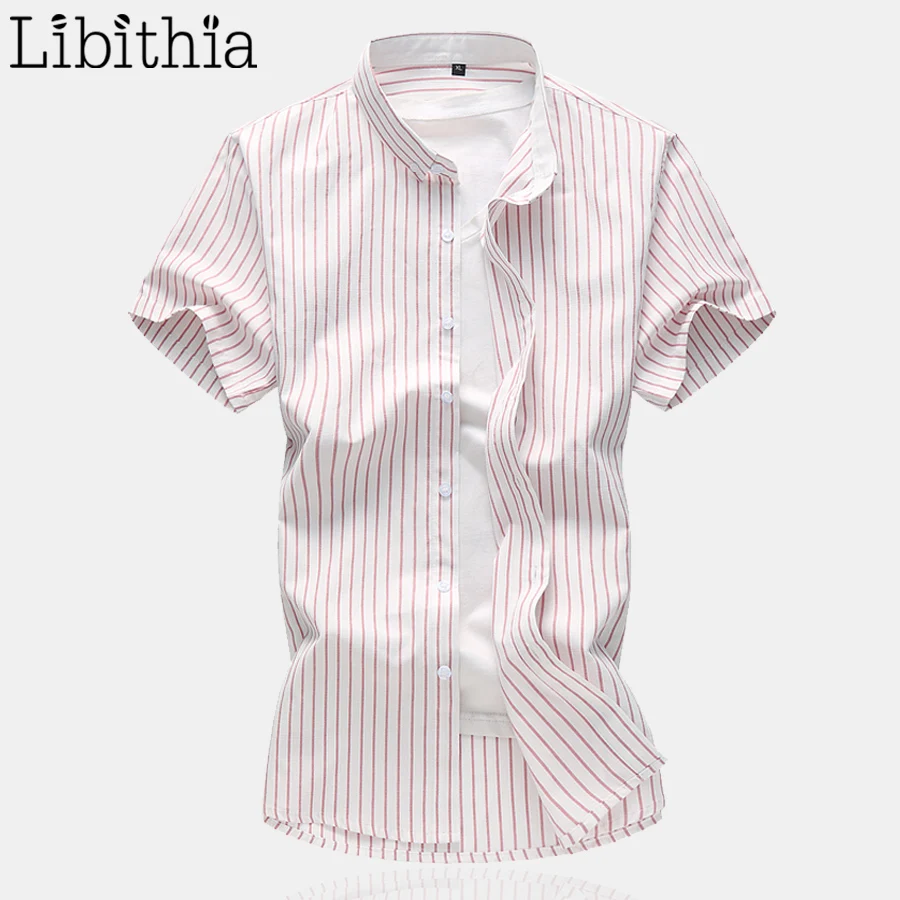 Men's Stripe Dress Shirts Short Sleeve Thin Shirt Men Summer New 2017 Clothes Male Blouse Big