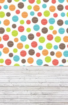 

color polka dot and wood floor printed photography backdrops Art fabric cloth background for baby photo D-8004