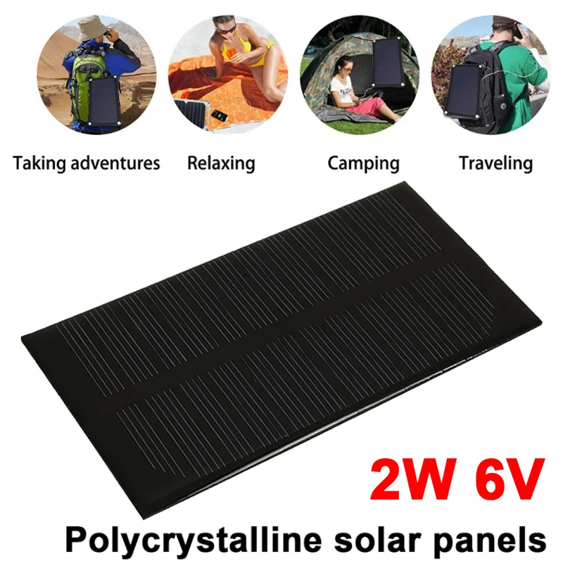 

2W 6V Solar Panel Durable Solar Light Travel Small Power System Waterproof for Battery Outdoor Charging Camping
