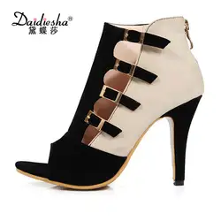 Daidiesha Новое поступление женские стилеты на высоком обувь на каблуке пикантные туфли с открытым носком разноцветные Насосы пряжка на молнии