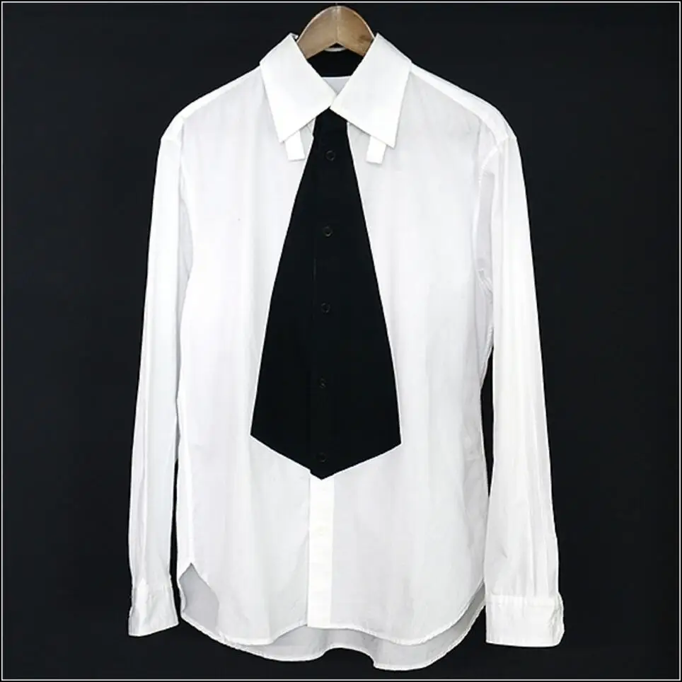 

S-5xl Plus Size Men Clothing Long-sleeved White Shirts Splice Tide Shirt Top Hairstylist Bar Nightclub Singer Stage Costumes