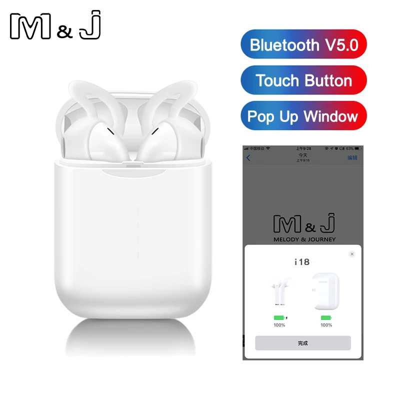 

i18 TWS Bluetooth 5.0 Earphone Wireless Headphone Touch control Headset 3D Stereo Earbuds for i10 tws i12 Xiaomi i20 i30 i60 tws