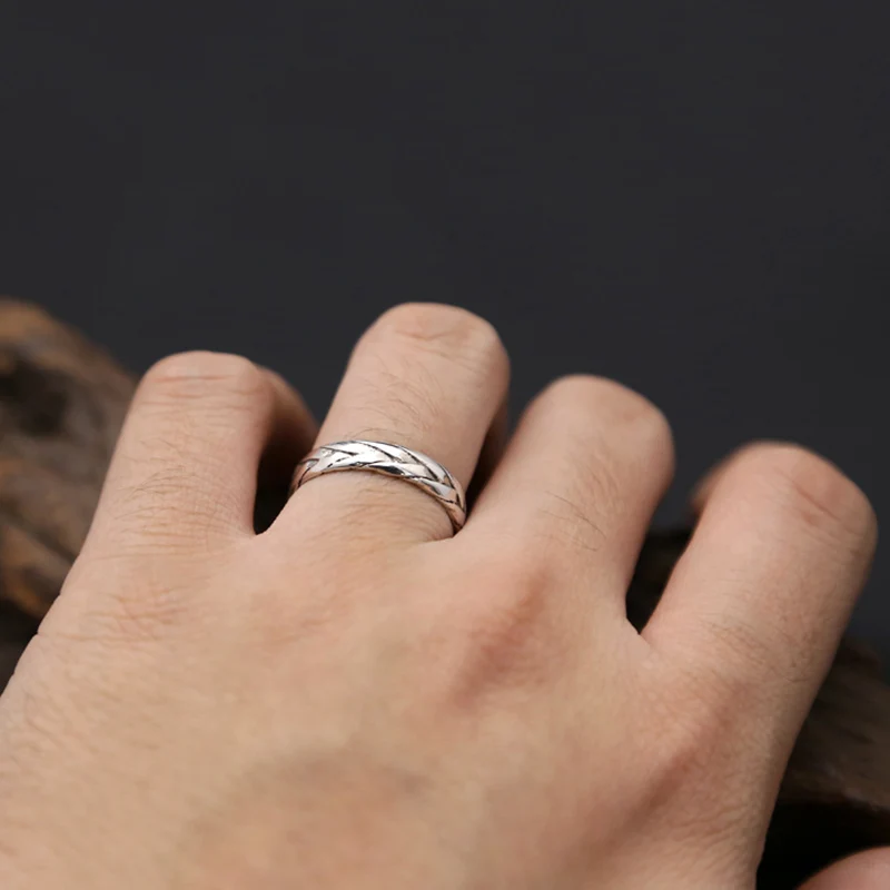 Плетенное 925 пробы Серебряное кольцо для мужчин, ювелирные изделия ручной работы, обручальное кольцо, подарок, винтажное ювелирное изделие R14