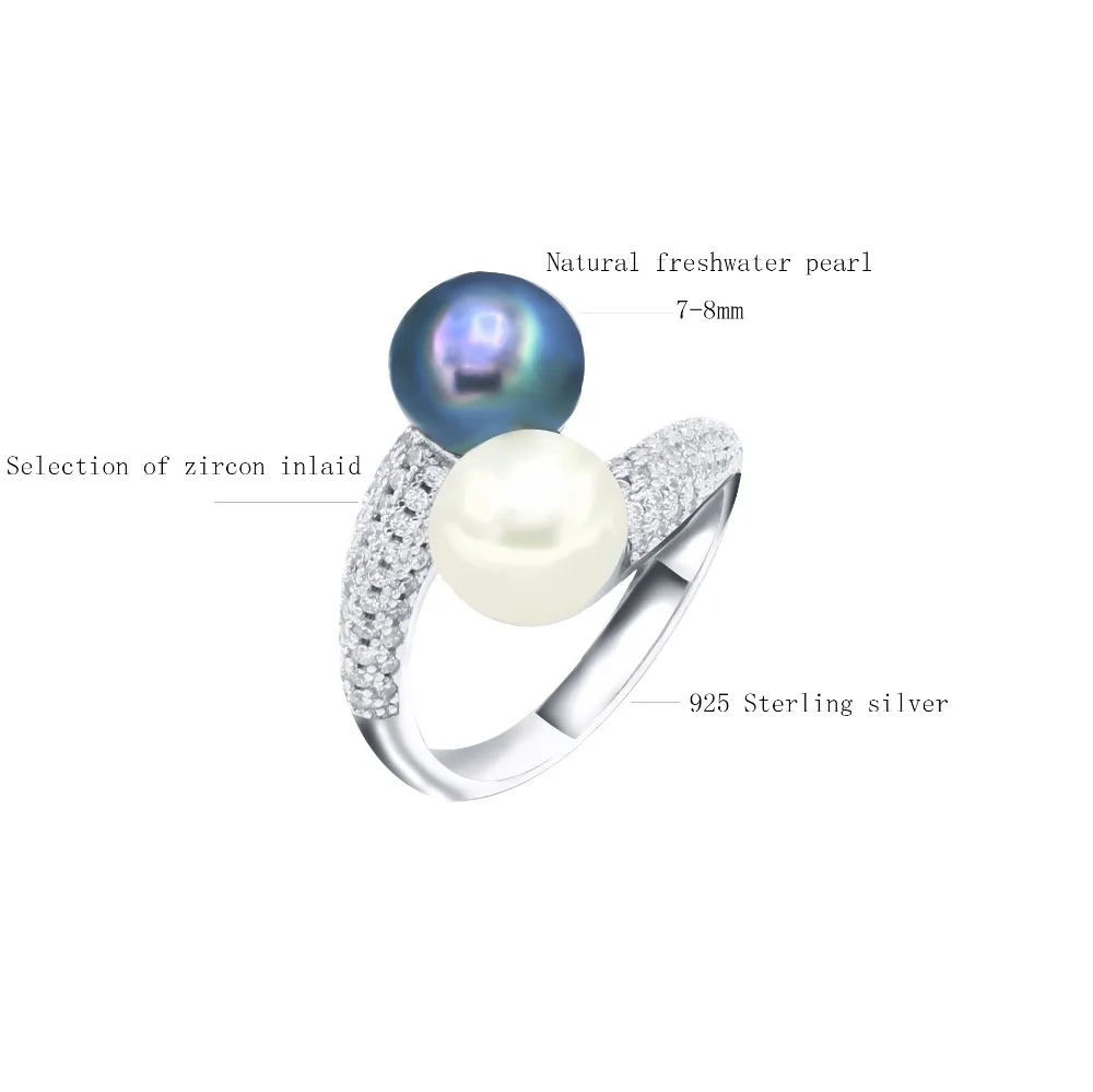 BaroqueOnly Natural Freshwater Pearl Jewelry 925 Sterling Silver TWO PEARL Rings For Women High Guality Zircon Wedding Gift silver ring wedding rings silver rings