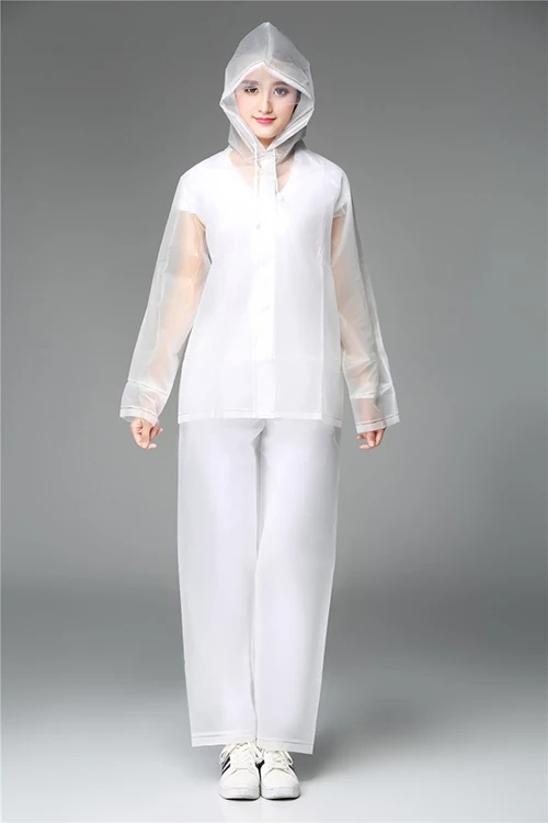 Freesmily многоразовый женский и мужской водонепроницаемый дождевик, дождевик, штаны, дождевик, куртка, штаны, набор с капюшоном для пеших прогулок, Дрифтинг - Цвет: white