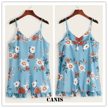 

jumpsuit 2019 New Fashion Women's Chiffon Sleeveless Floral Rompers Florals Ladies Summer Female Holiday Bodysuit Jumpsuit