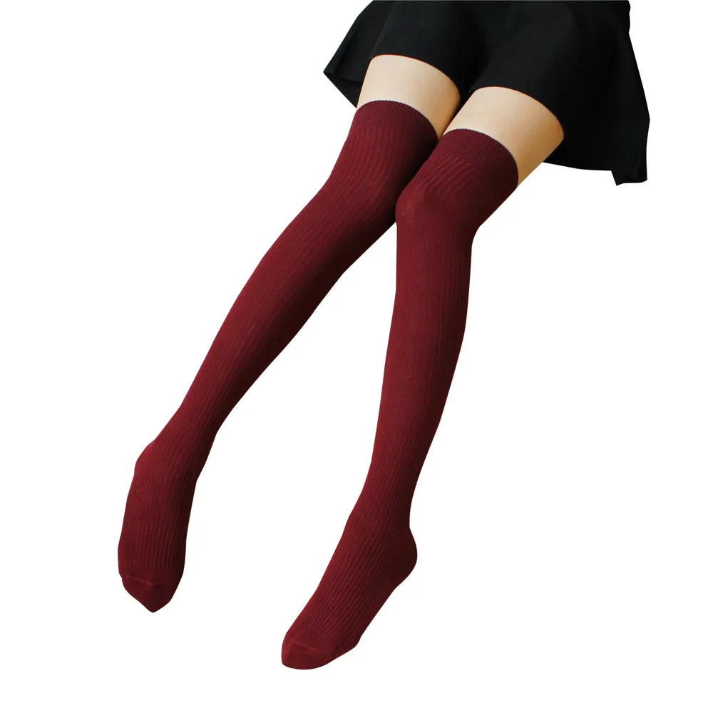 2018 1Pair Thigh High Socks Over Knee Stripe Girls Cotton Socks Black White Y91230JUNE5