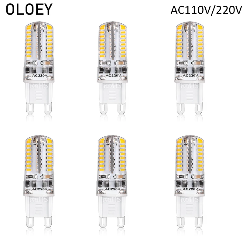 6 шт G9 светодиодный светильник 220 V 110 V 3 W диммируемая Светодиодная лампа Lampara ampul 64 светодиодный s 3014SMD G9 лампочки 360 градусов заменить 20 W