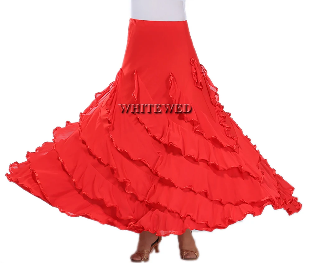 Happy Dance Flamenco Folklorico Practice Dancers Costumes Skirts Long Full Circle Knit Flamenco