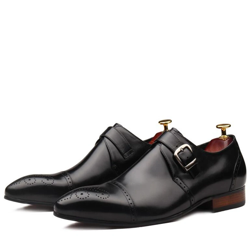 Sapatos Oxfords Italiano Esculpida Toe Sipriks marrom Preto Brogue Tira Vestido Único Cap Igreja Grife Clássicos Mens Monge De Artesanato IOSzq4O