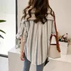 Summer New Women Shirt Chic Loose Bat Sleeve V-neck Striped Short Sleeve Blouse Female Leisure Fashion Korean Top Clothes H9005 3