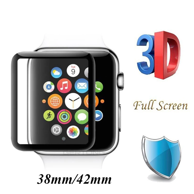 Полный экран покрытие 3D изогнутая поверхность закаленный стекло для мм Apple watch 42mm 38 мм экран протектор Смарт часы серии 1 2 3