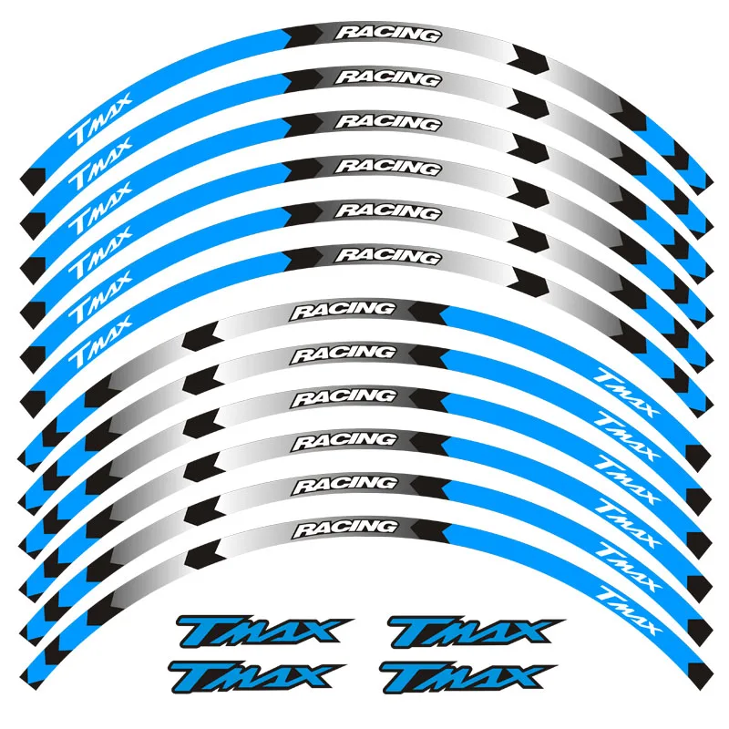 

Motorcycle front and rear wheels Edge Outer Rim Sticker Reflective Stripe Wheel Decals For YAMAHA TMAX