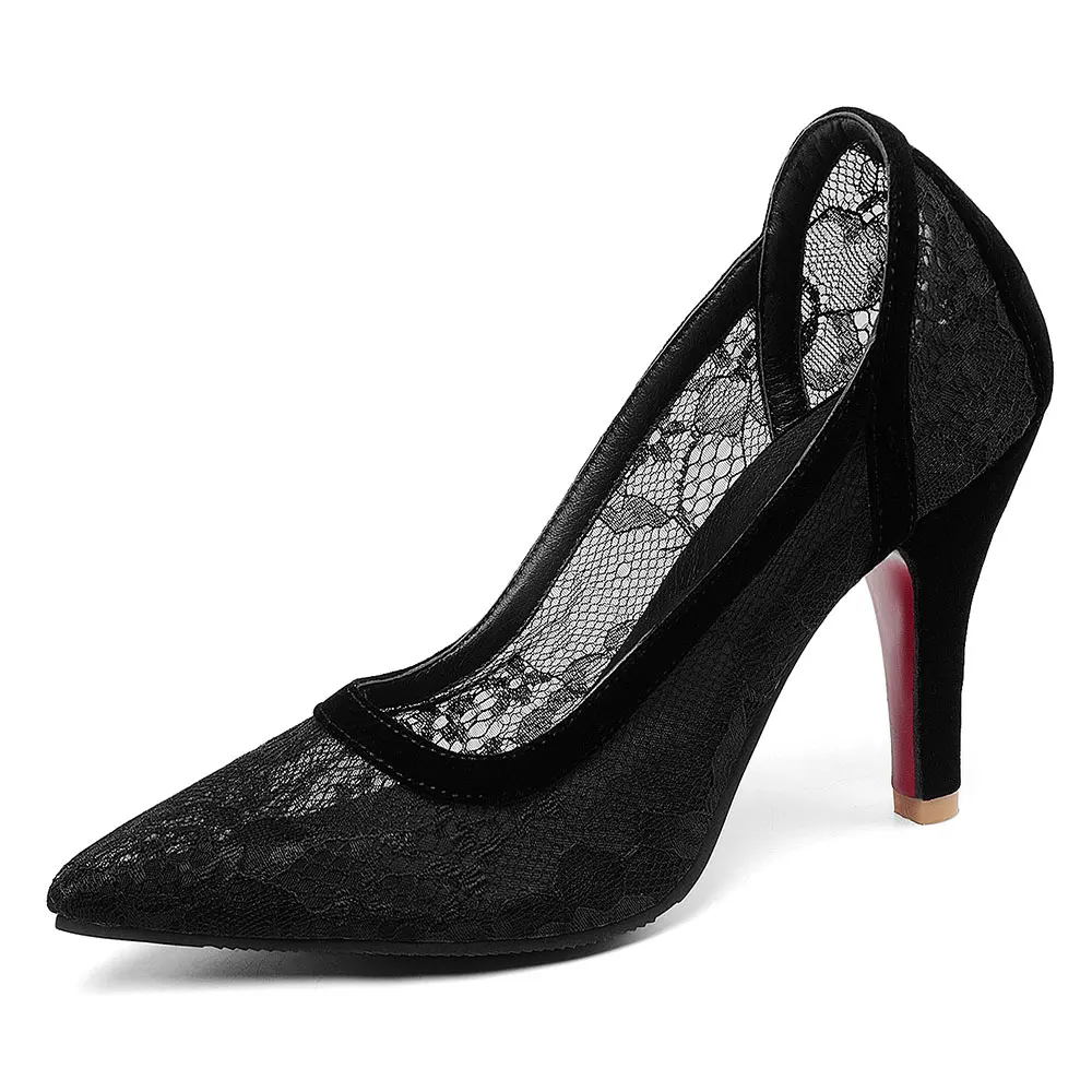 Lasyarrow/Новинка года; сезон весна; женские туфли-лодочки с острым носком; женская обувь; пикантная Свадебная обувь на высоком каблуке; женская обувь размера плюс - Цвет: Черный
