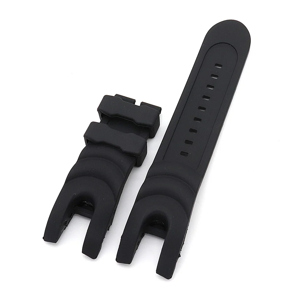 

26mm Black Waterproof Top Silicone Watchband Comfortable Exchange Soft Rubber Band Strap 24mm Buckle Size