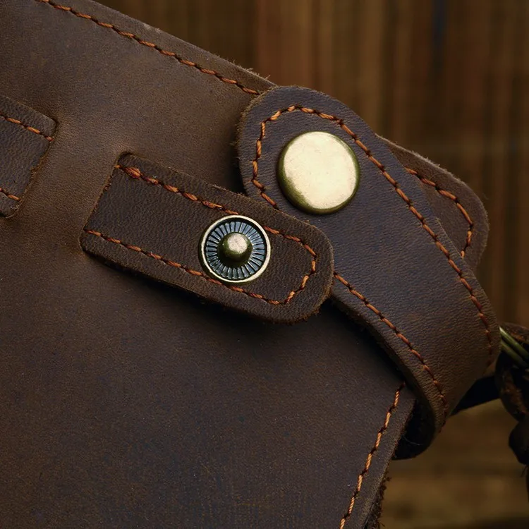 Дизайнерский кожаный кошелек на цепочке, длинный Стильный винтажный кожаный кошелек Crazy Horse из воловьей кожи с тканой Веревкой Ручной работы, несколько карт в упаковке