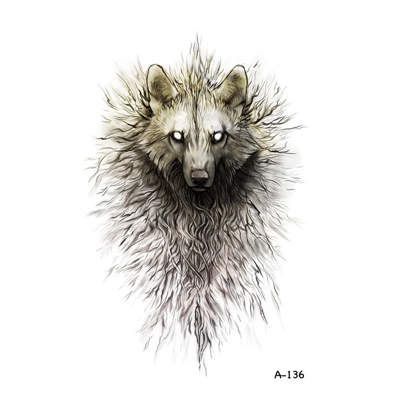 

WYUEN Hot Design Wolf Temporary Tattoo for Adult Men Watercolor Tattoo Sticker Women Fake Body Art A-136