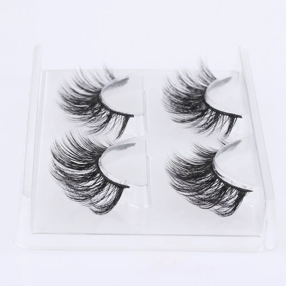 

2Pairs/Set Handmade Wispy Natural False Eyelashes Black Long Makeup 3D Mink Cross Soft Fake Lashes Eyes Extension Tools