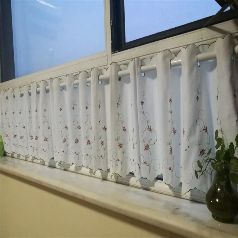 

Free Shipping Pastoral Rose voile Curtain Coffee half Curtain Kitchen door Short Curtain Small Curtain for window shading