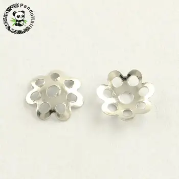 

Iron Bead Caps, Flower, more-petal, Platinum, 6x1mm, Hole: 1mm