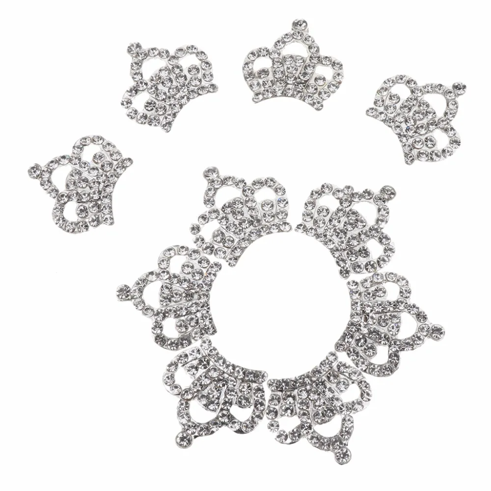 10x серебро Кристалл Стразы Украшение в форме короны Свадебное Ремесло DIY 23x23 мм