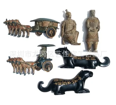 

China's Shaanxi Xi'an Qin Shi Huang Terracotta Warriors and Horses Carriage 3D Stereo Retro Fridge Magnet