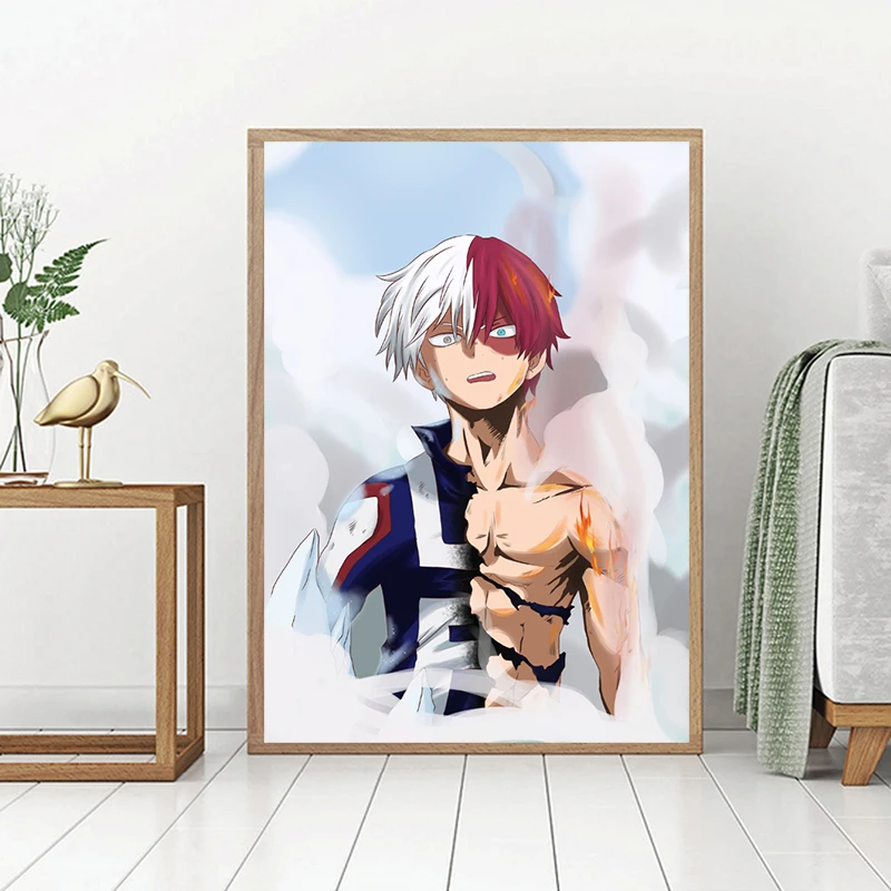My Hero academic Fire And Ice Wall Art Холст постер и печать холст Картина декоративная картина